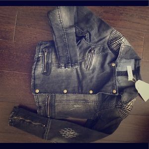 NWT motorcycle denim jacket